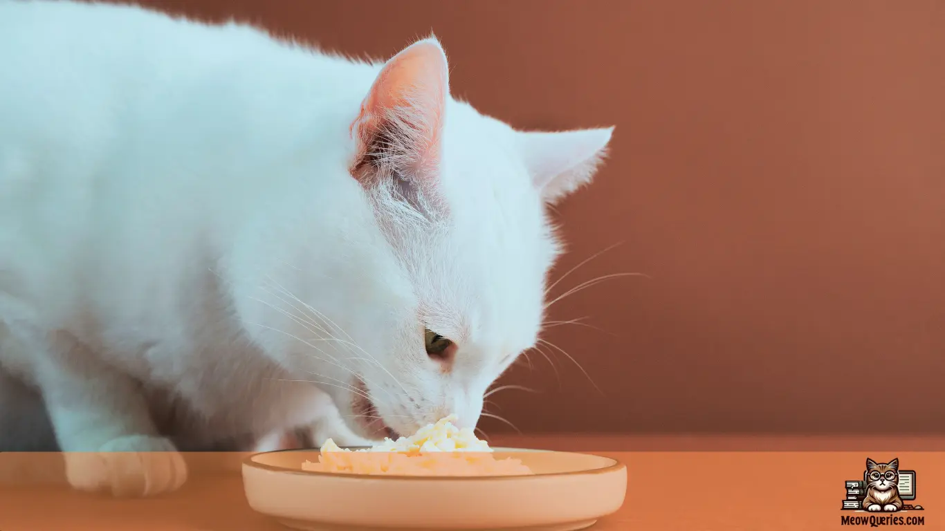 Cat eating rice